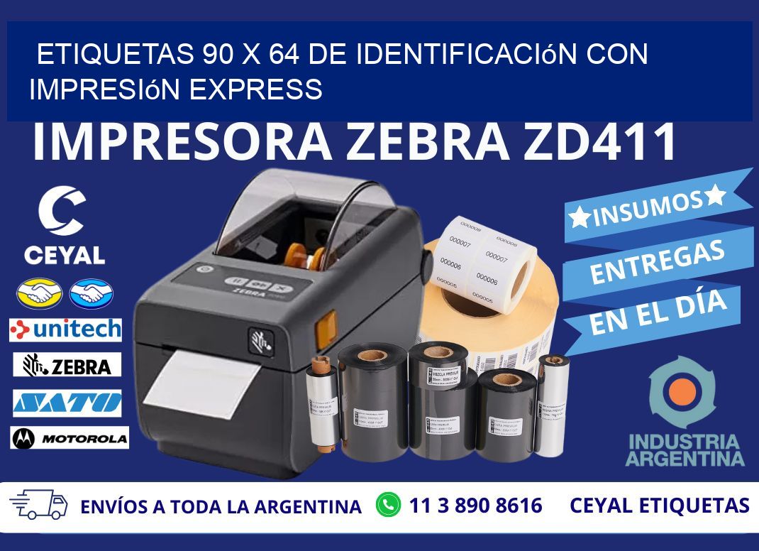 Etiquetas 90 x 64 de Identificación con Impresión Express