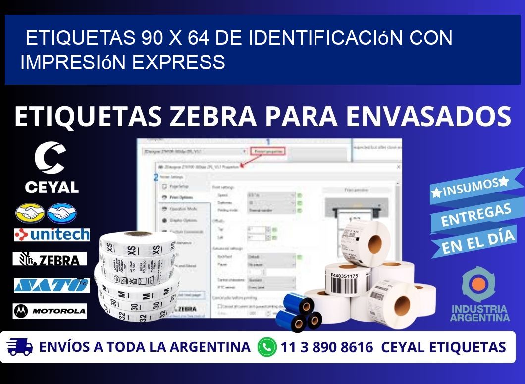 Etiquetas 90 x 64 de Identificación con Impresión Express