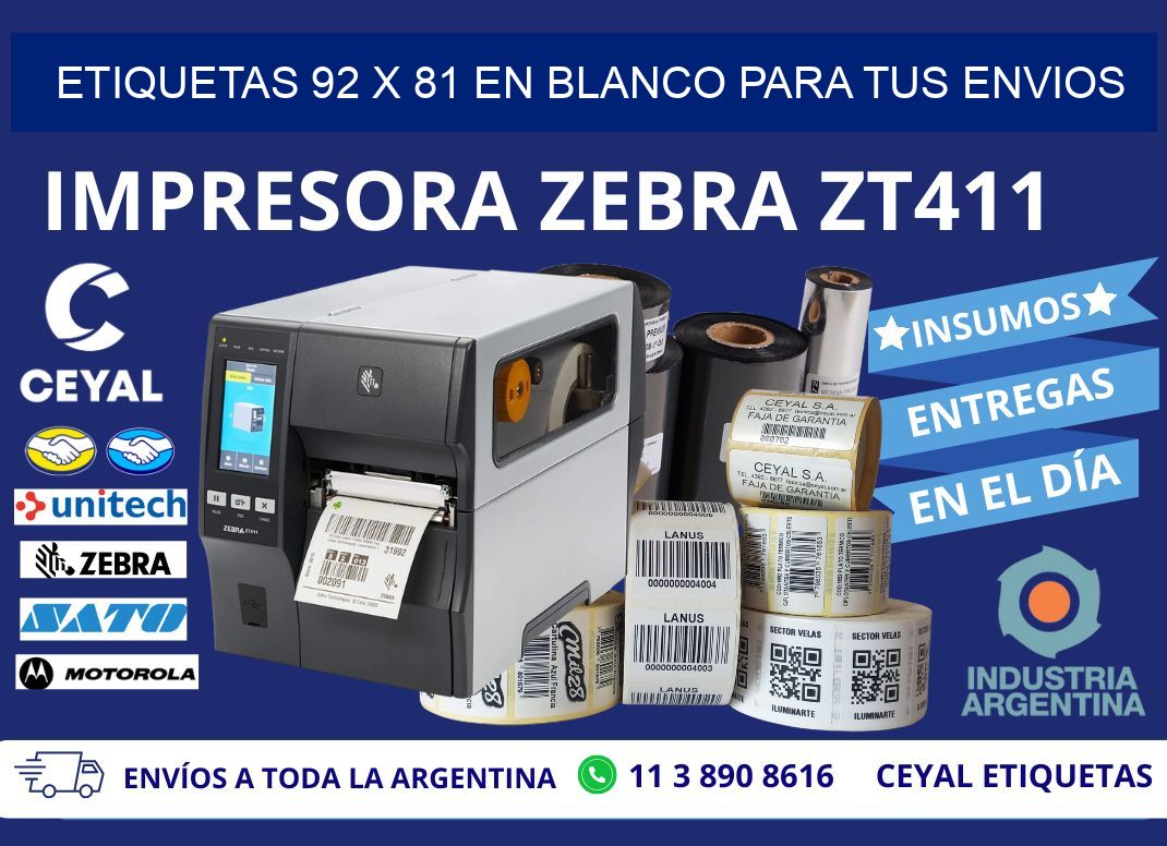Etiquetas 92 x 81 en blanco para tus envios