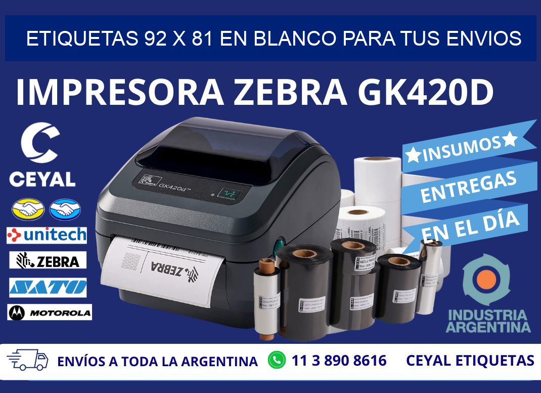 Etiquetas 92 x 81 en blanco para tus envios
