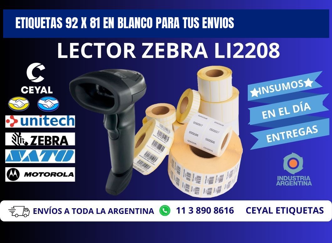 Etiquetas 92 x 81 en blanco para tus envios
