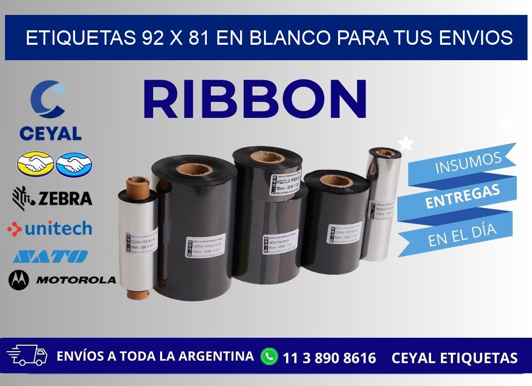 Etiquetas 92 x 81 en blanco para tus envios