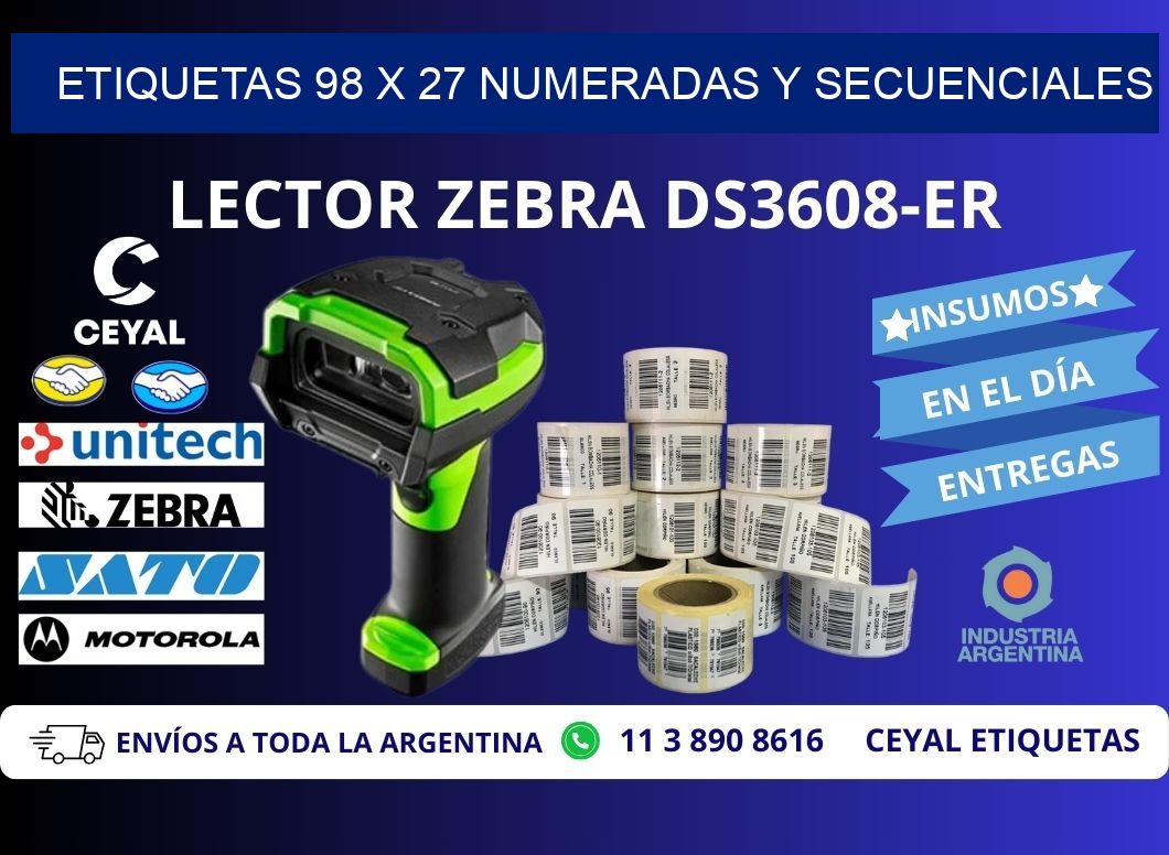 Etiquetas 98 x 27 Numeradas y Secuenciales