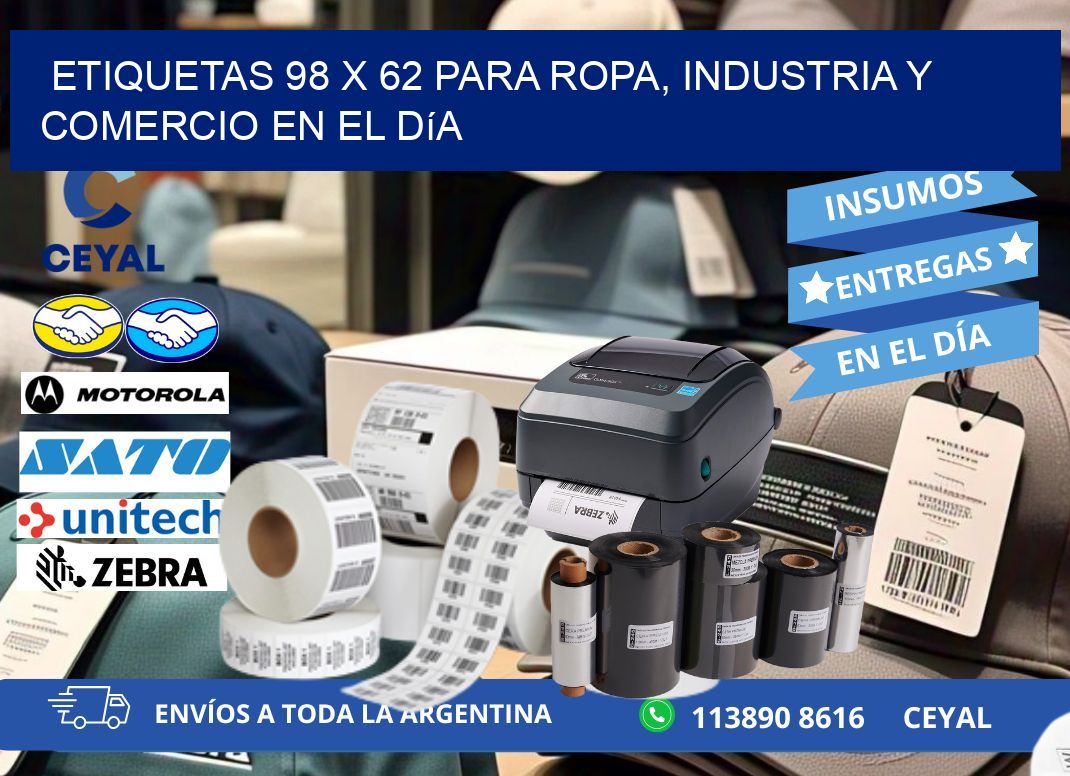 Etiquetas 98 x 62 para Ropa, Industria y Comercio en el Día