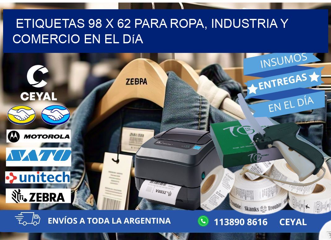 Etiquetas 98 x 62 para Ropa, Industria y Comercio en el Día