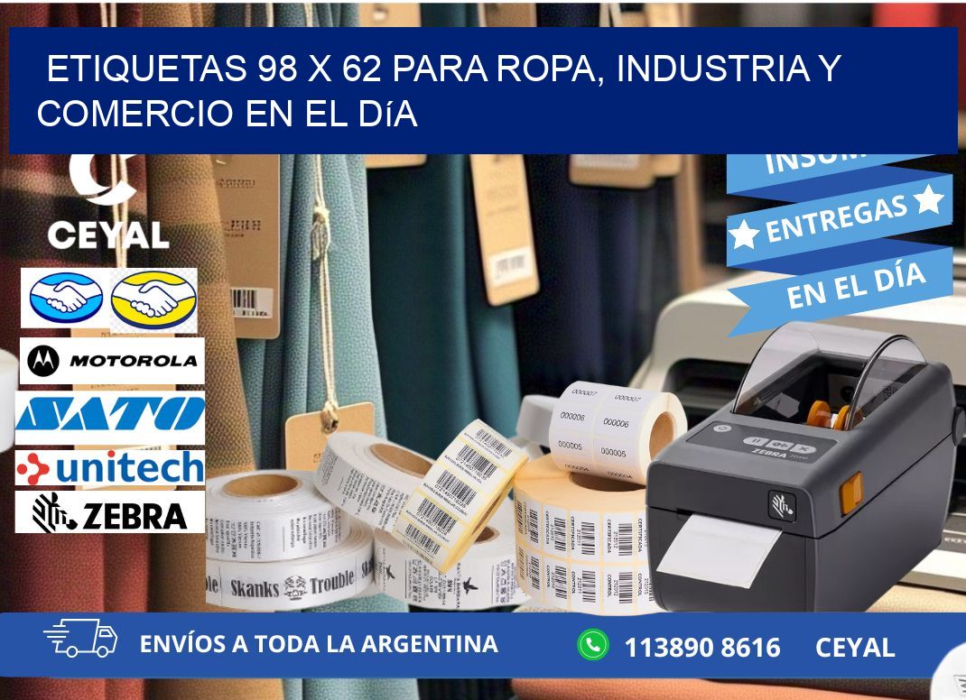 Etiquetas 98 x 62 para Ropa, Industria y Comercio en el Día