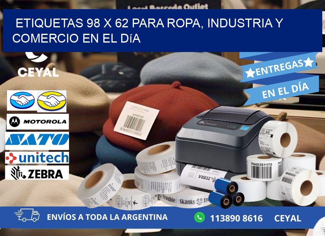 Etiquetas 98 x 62 para Ropa, Industria y Comercio en el Día