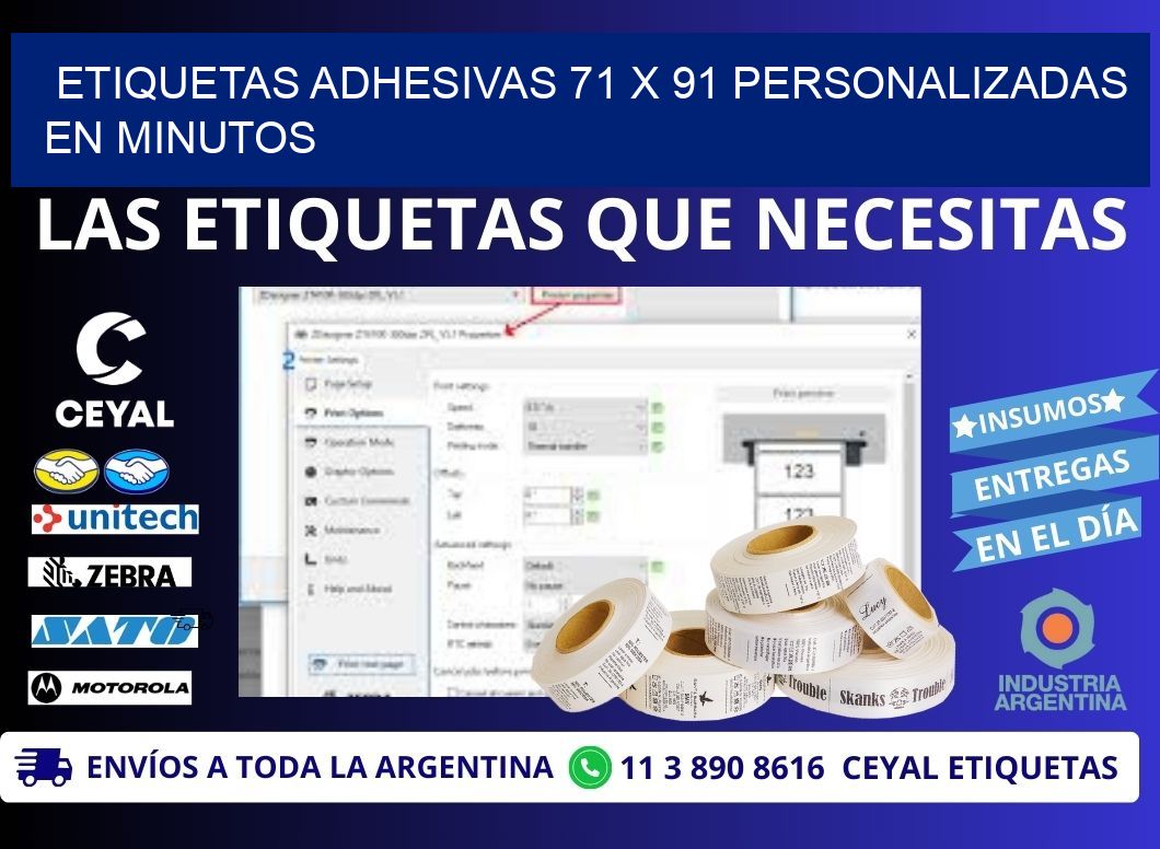 Etiquetas Adhesivas 71 x 91 Personalizadas en Minutos