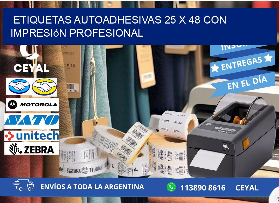 Etiquetas Autoadhesivas 25 x 48 con Impresión Profesional