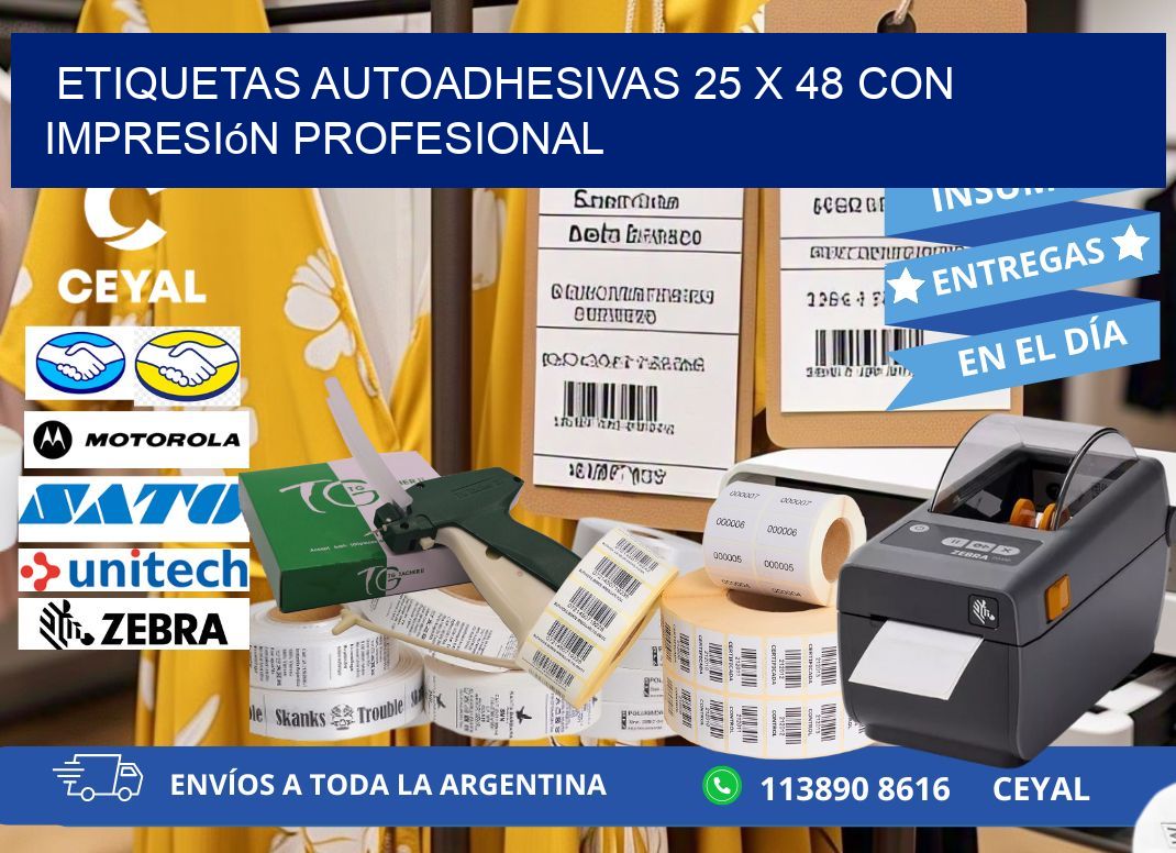 Etiquetas Autoadhesivas 25 x 48 con Impresión Profesional