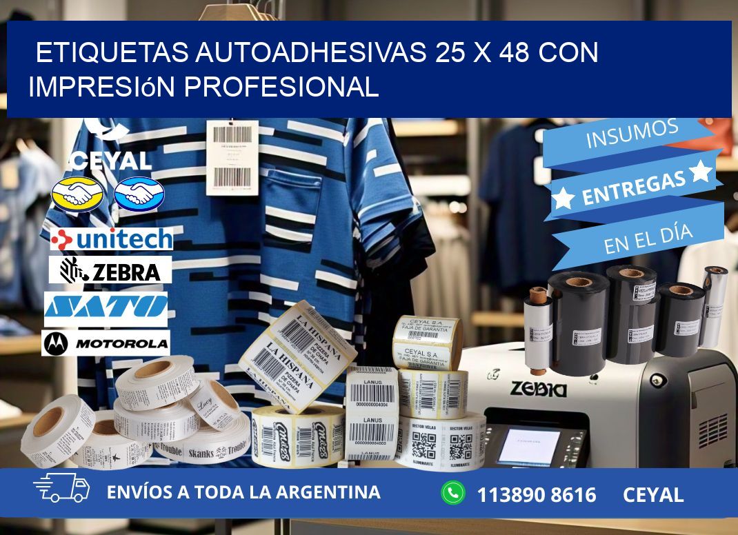 Etiquetas Autoadhesivas 25 x 48 con Impresión Profesional