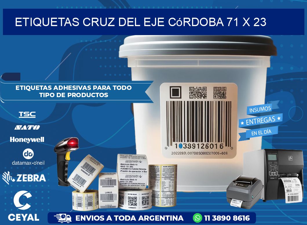 Etiquetas Cruz del Eje Córdoba 71 x 23