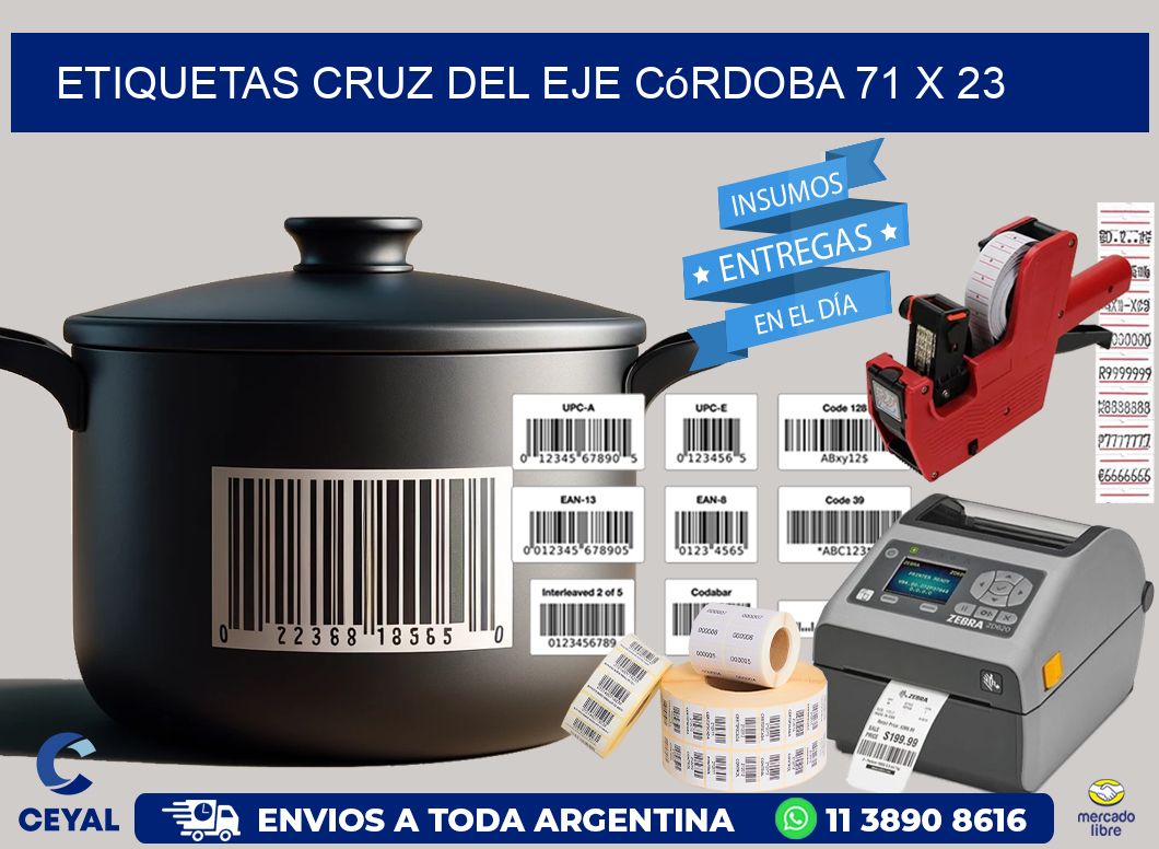 Etiquetas Cruz del Eje Córdoba 71 x 23