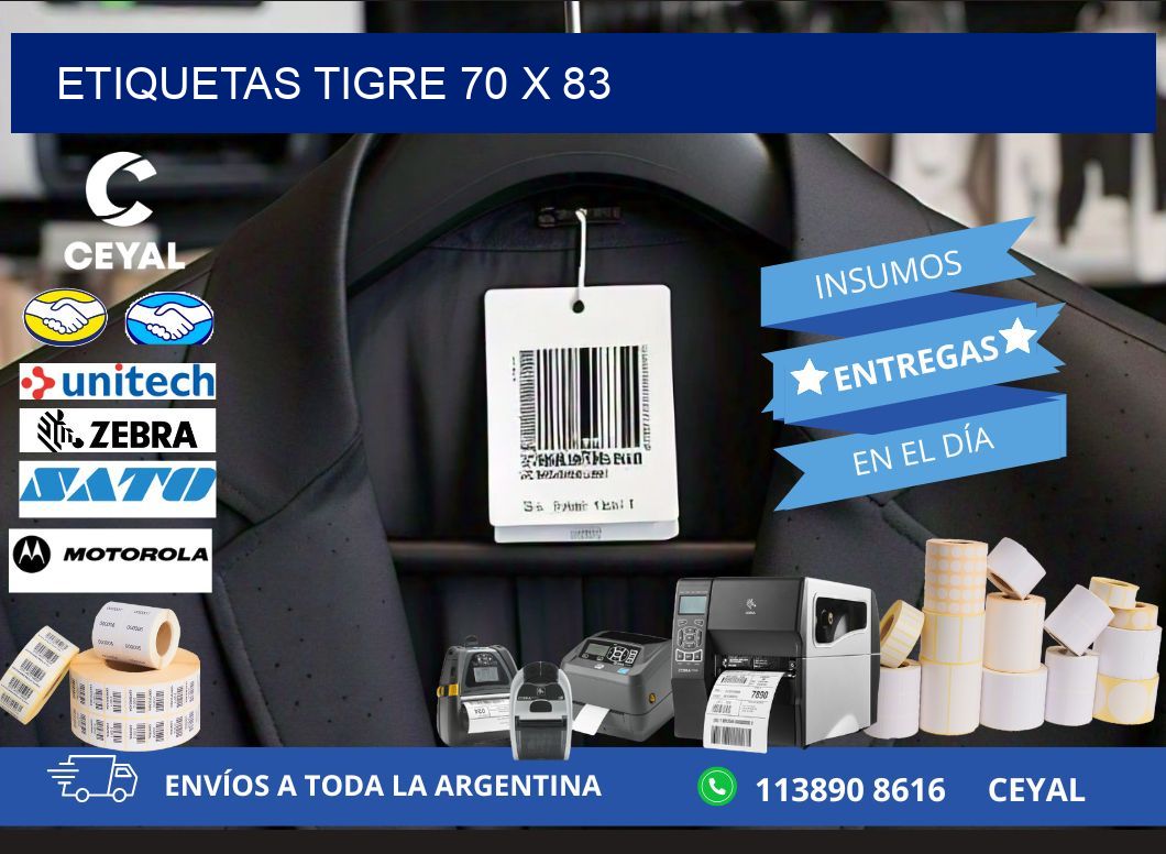 Etiquetas Tigre 70 x 83