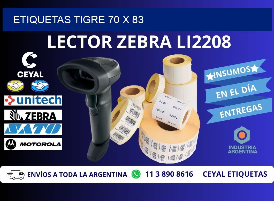 Etiquetas Tigre 70 x 83