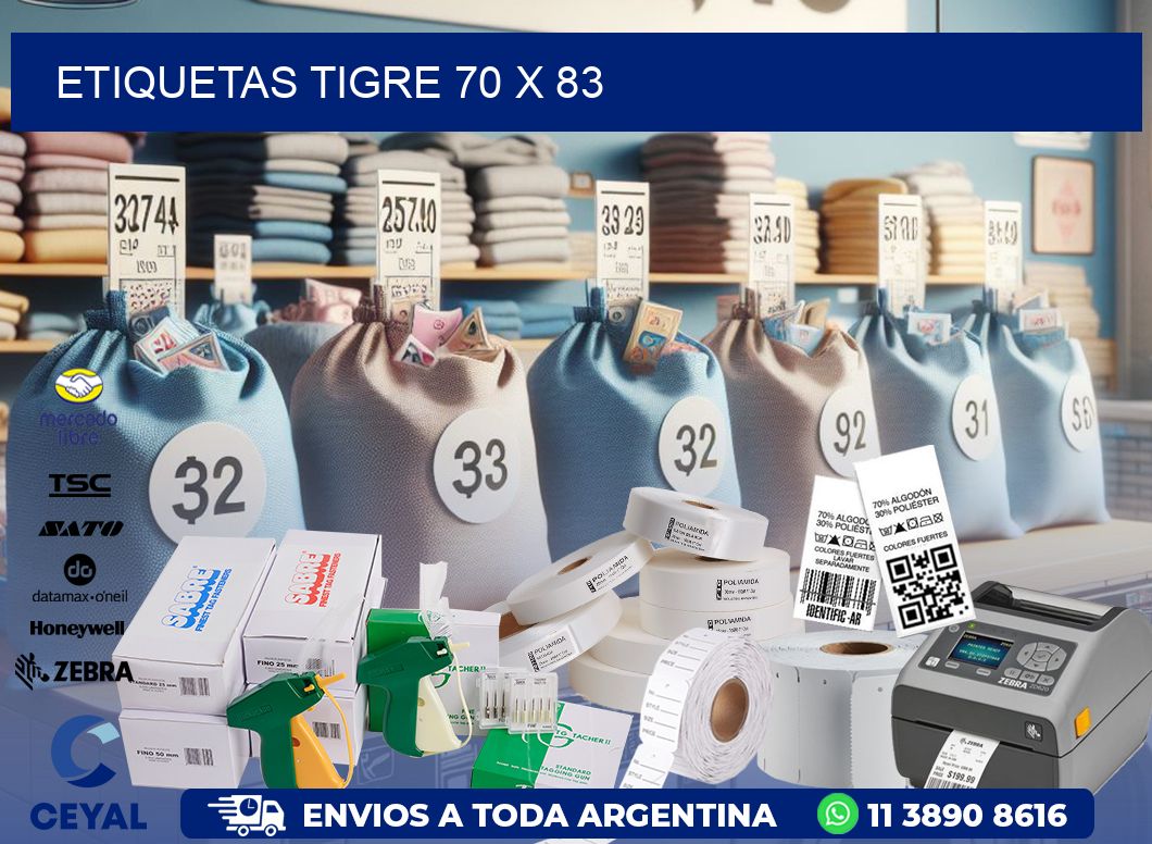 Etiquetas Tigre 70 x 83