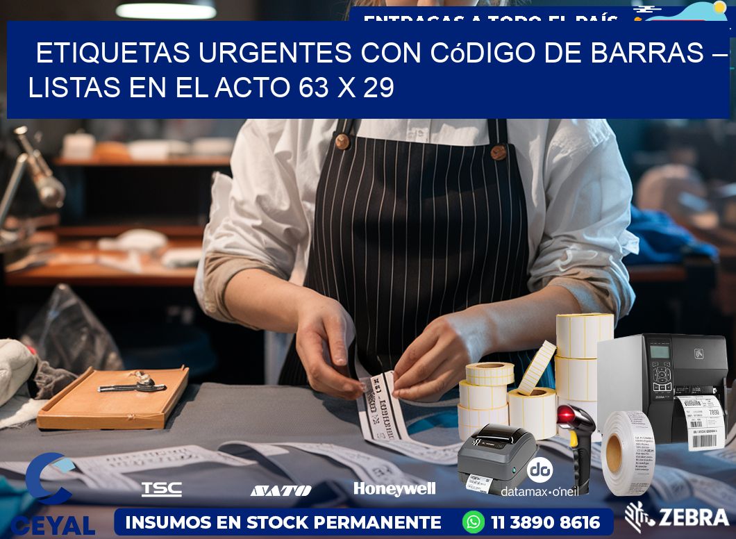 Etiquetas Urgentes con Código de Barras – Listas en el Acto 63 x 29