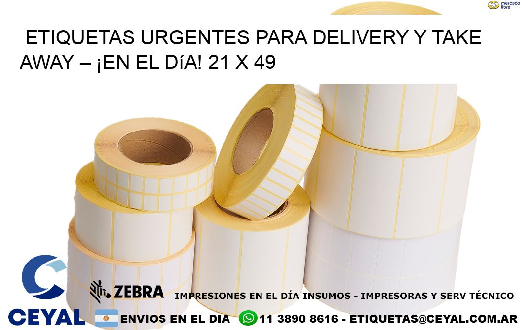 Etiquetas Urgentes para Delivery y Take Away – ¡En el Día! 21 x 49