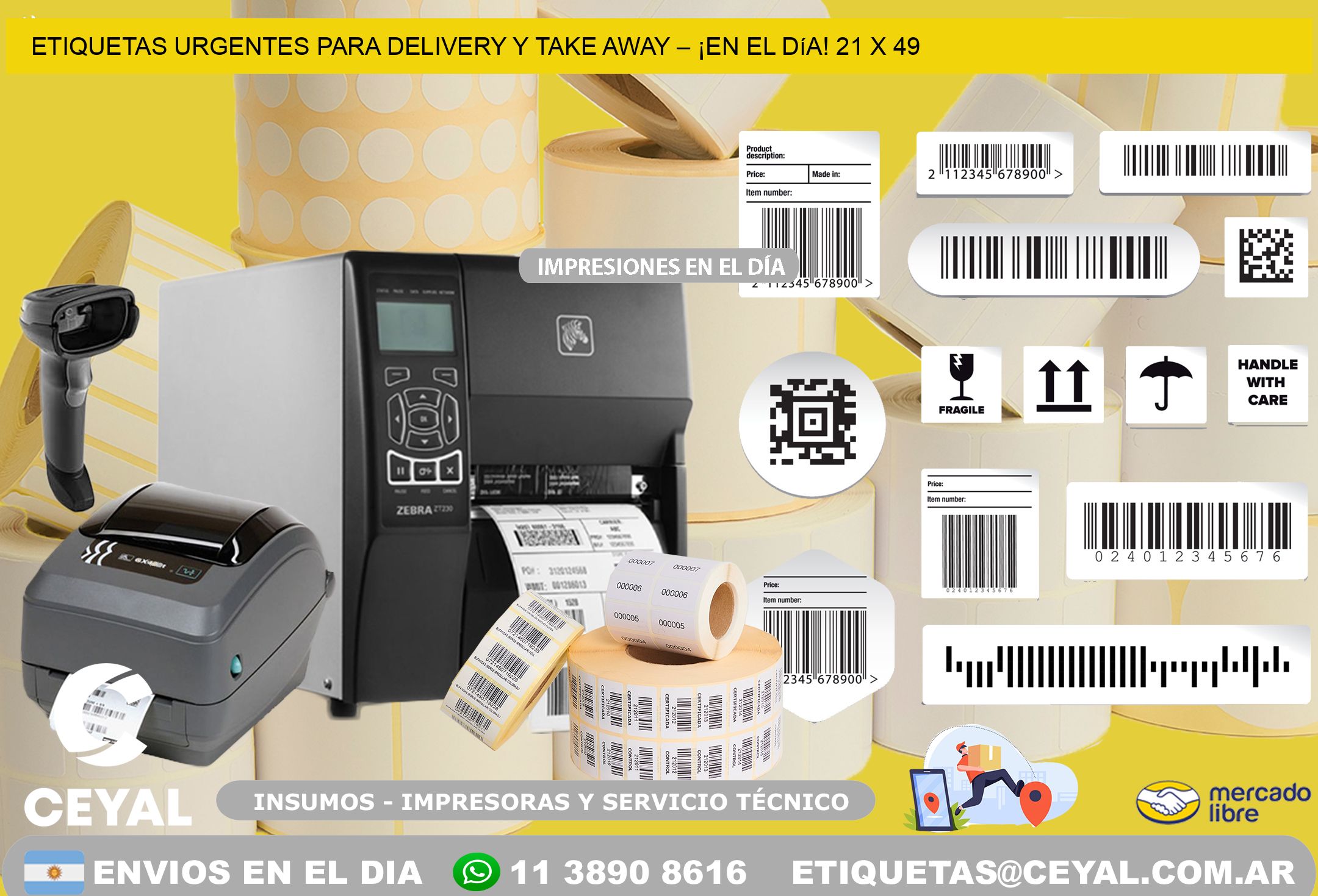 Etiquetas Urgentes para Delivery y Take Away – ¡En el Día! 21 x 49