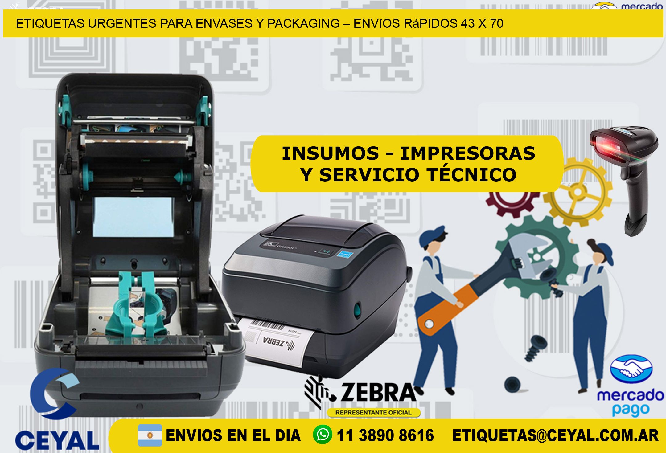 Etiquetas Urgentes para Envases y Packaging – Envíos Rápidos 43 x 70