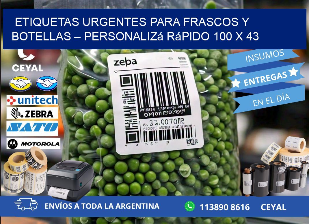 Etiquetas Urgentes para Frascos y Botellas – Personalizá Rápido 100 x 43