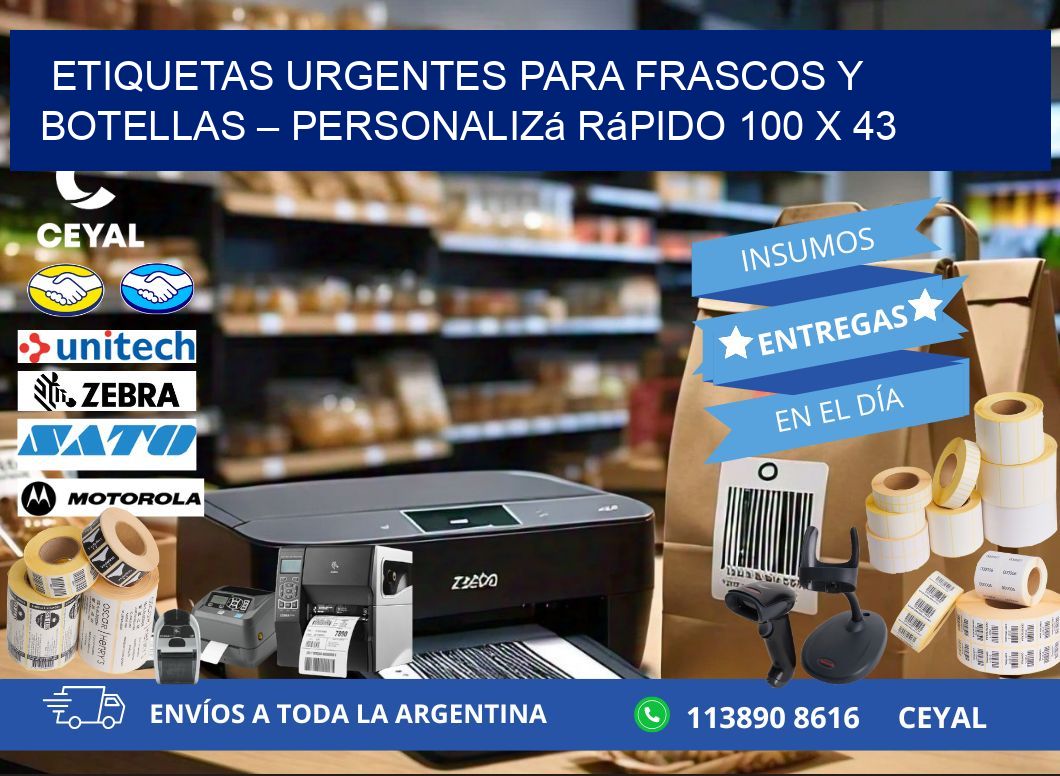 Etiquetas Urgentes para Frascos y Botellas – Personalizá Rápido 100 x 43