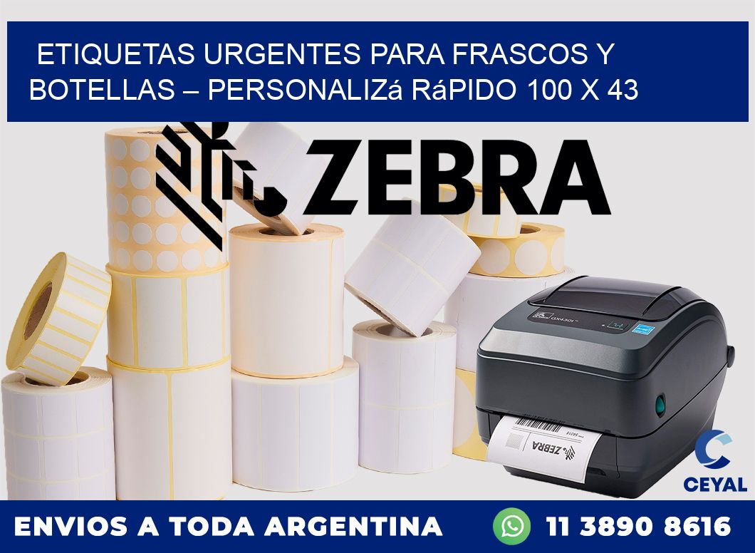 Etiquetas Urgentes para Frascos y Botellas – Personalizá Rápido 100 x 43