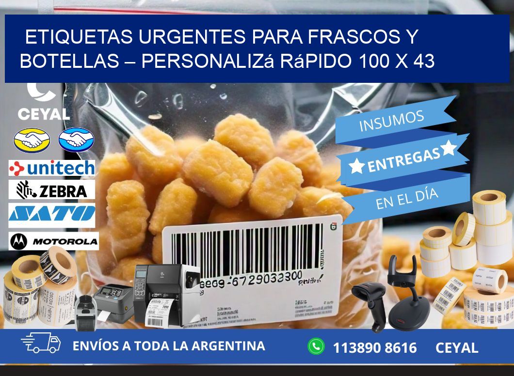 Etiquetas Urgentes para Frascos y Botellas – Personalizá Rápido 100 x 43