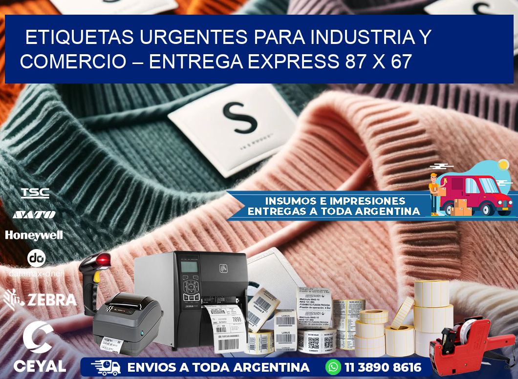 Etiquetas Urgentes para Industria y Comercio – Entrega Express 87 x 67