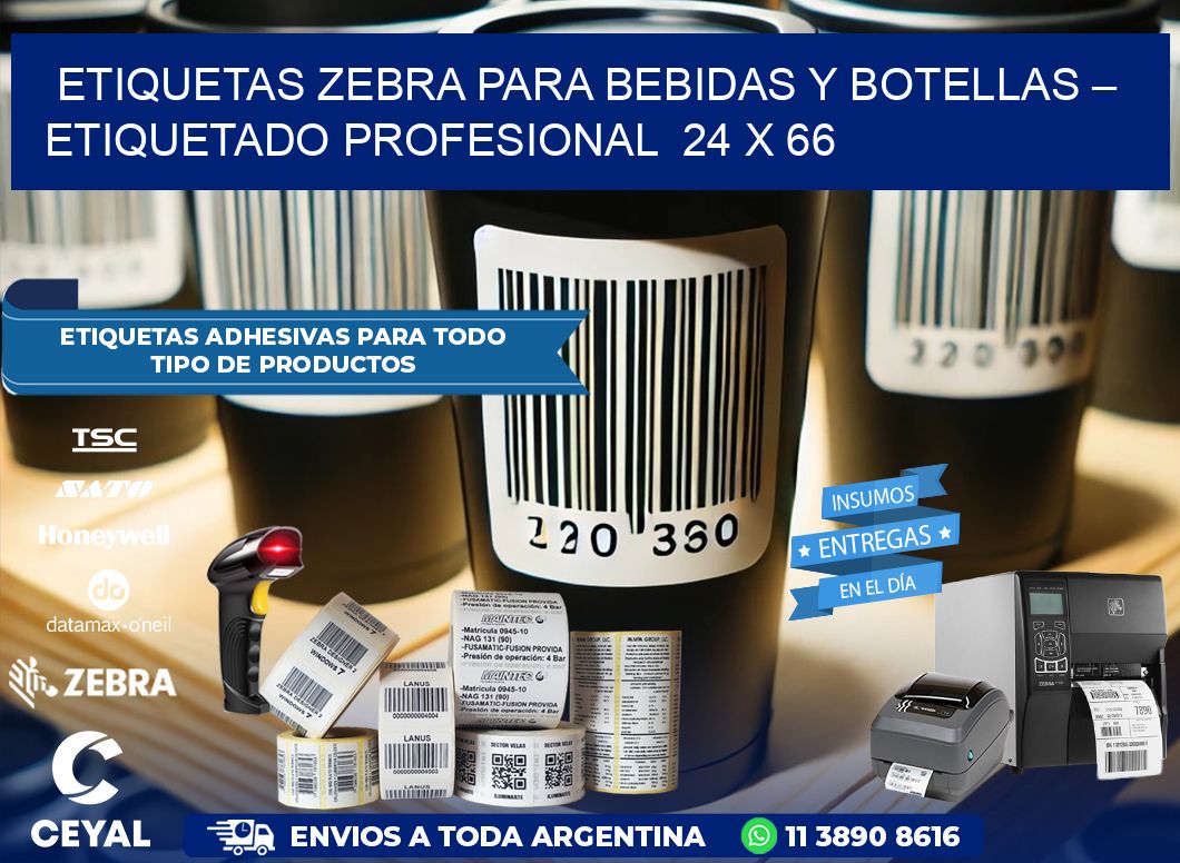 Etiquetas Zebra para Bebidas y Botellas – Etiquetado Profesional  24 x 66