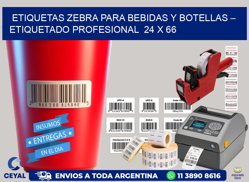 Etiquetas Zebra para Bebidas y Botellas – Etiquetado Profesional  24 x 66