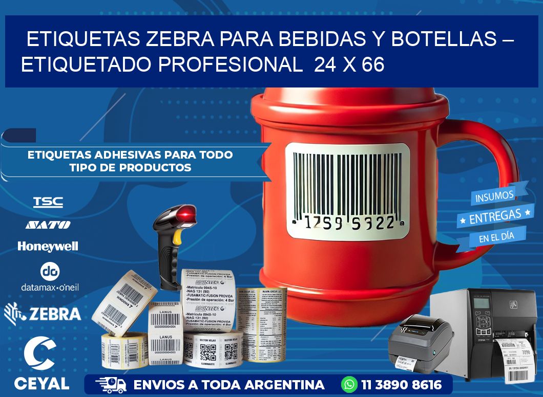 Etiquetas Zebra para Bebidas y Botellas – Etiquetado Profesional  24 x 66