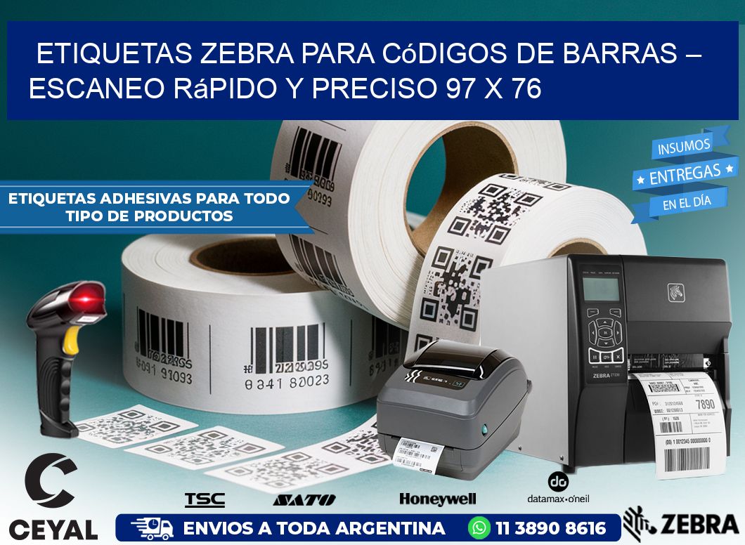 Etiquetas Zebra para Códigos de Barras – Escaneo Rápido y Preciso 97 x 76