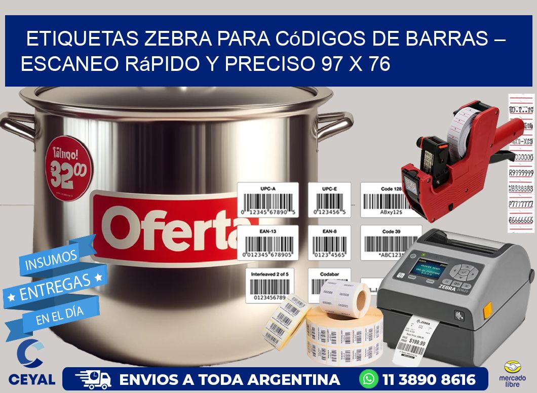 Etiquetas Zebra para Códigos de Barras – Escaneo Rápido y Preciso 97 x 76