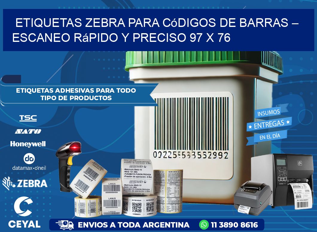 Etiquetas Zebra para Códigos de Barras – Escaneo Rápido y Preciso 97 x 76
