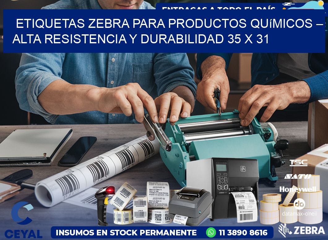 Etiquetas Zebra para Productos Químicos – Alta Resistencia y Durabilidad 35 x 31