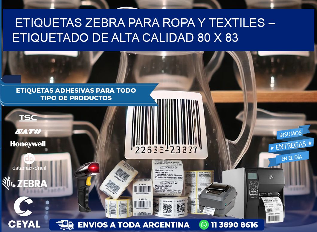 Etiquetas Zebra para Ropa y Textiles – Etiquetado de Alta Calidad 80 x 83