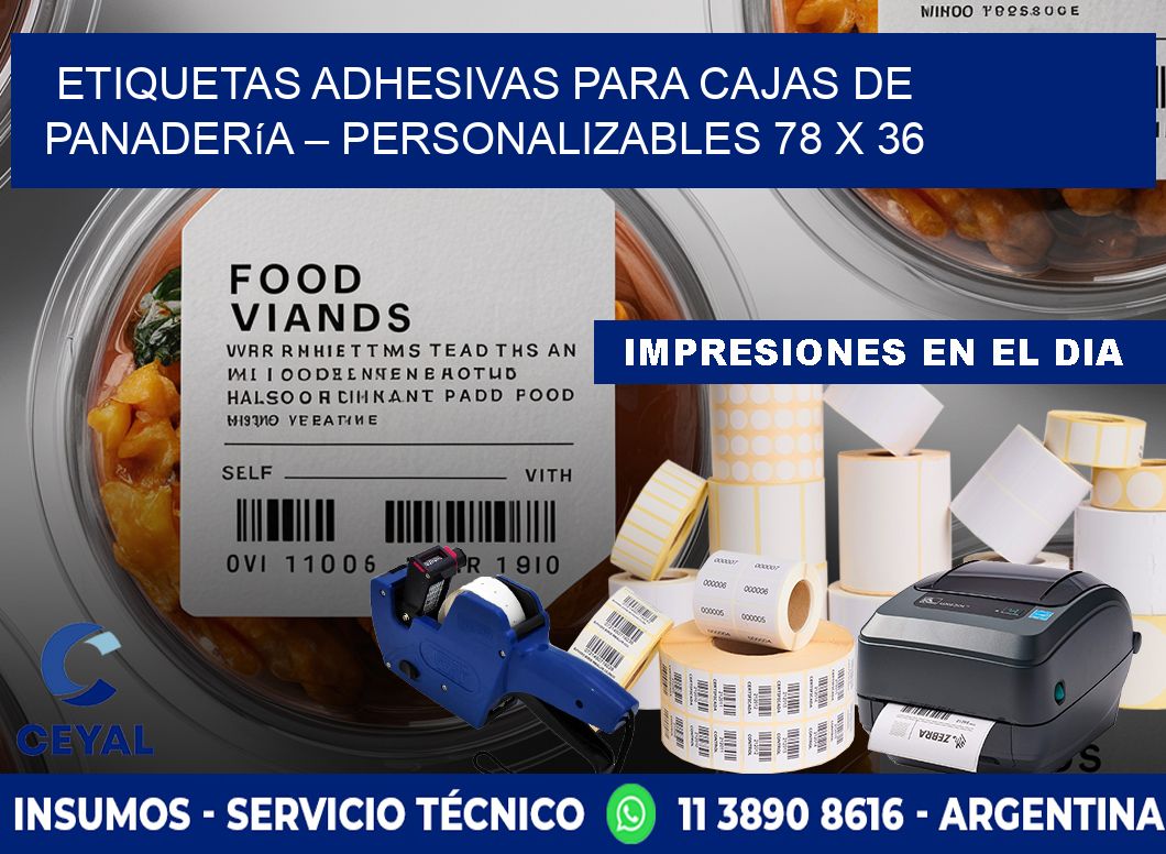 Etiquetas adhesivas para cajas de panadería – Personalizables 78 x 36