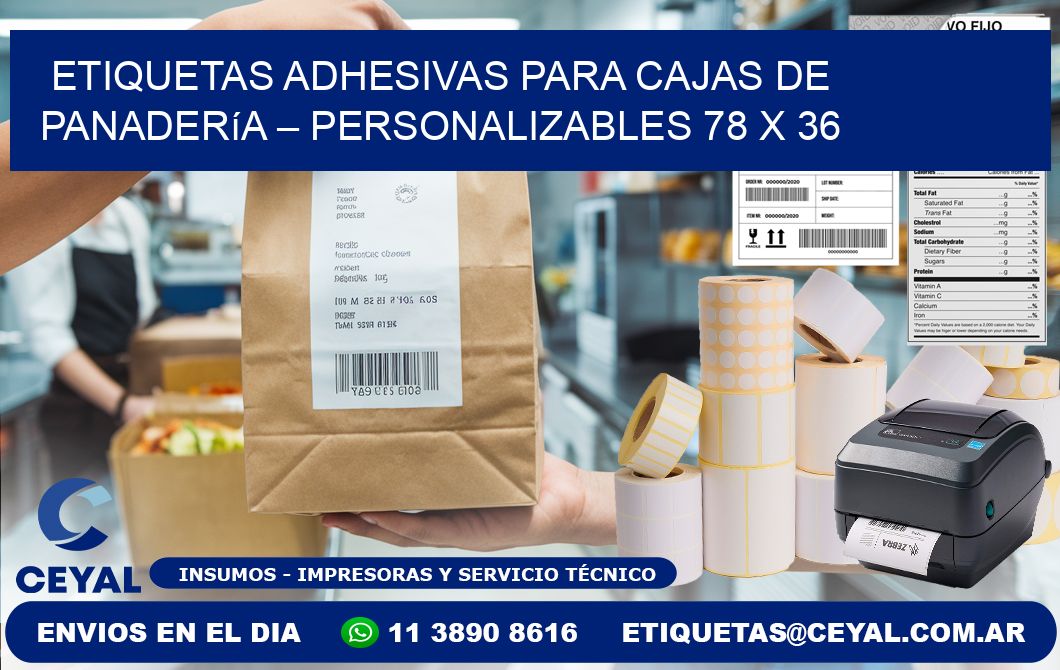 Etiquetas adhesivas para cajas de panadería – Personalizables 78 x 36