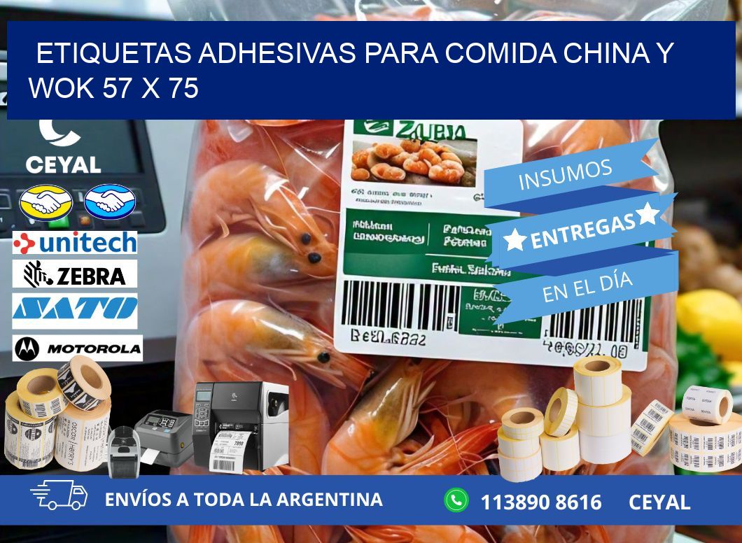 Etiquetas adhesivas para comida china y wok 57 x 75