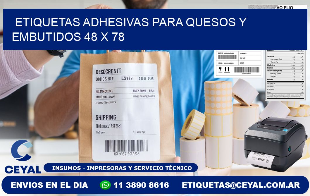 Etiquetas adhesivas para quesos y embutidos 48 x 78