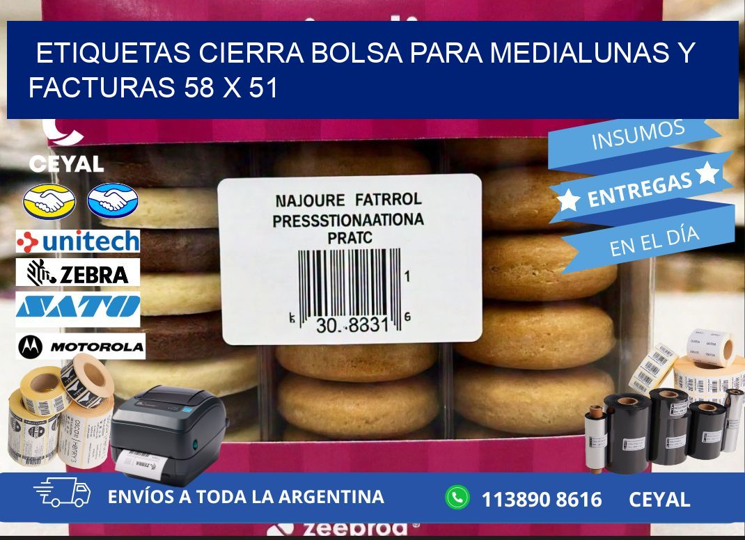 Etiquetas cierra bolsa para medialunas y facturas 58 x 51