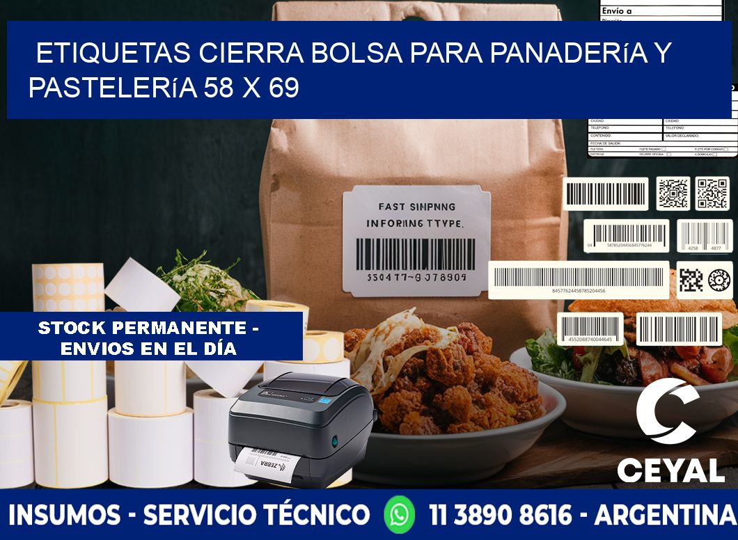 Etiquetas cierra bolsa para panadería y pastelería 58 x 69