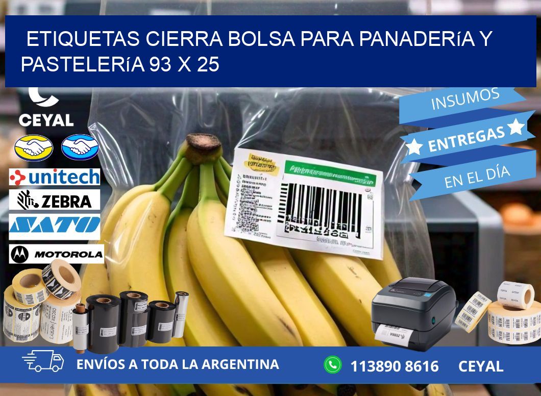 Etiquetas cierra bolsa para panadería y pastelería 93 x 25