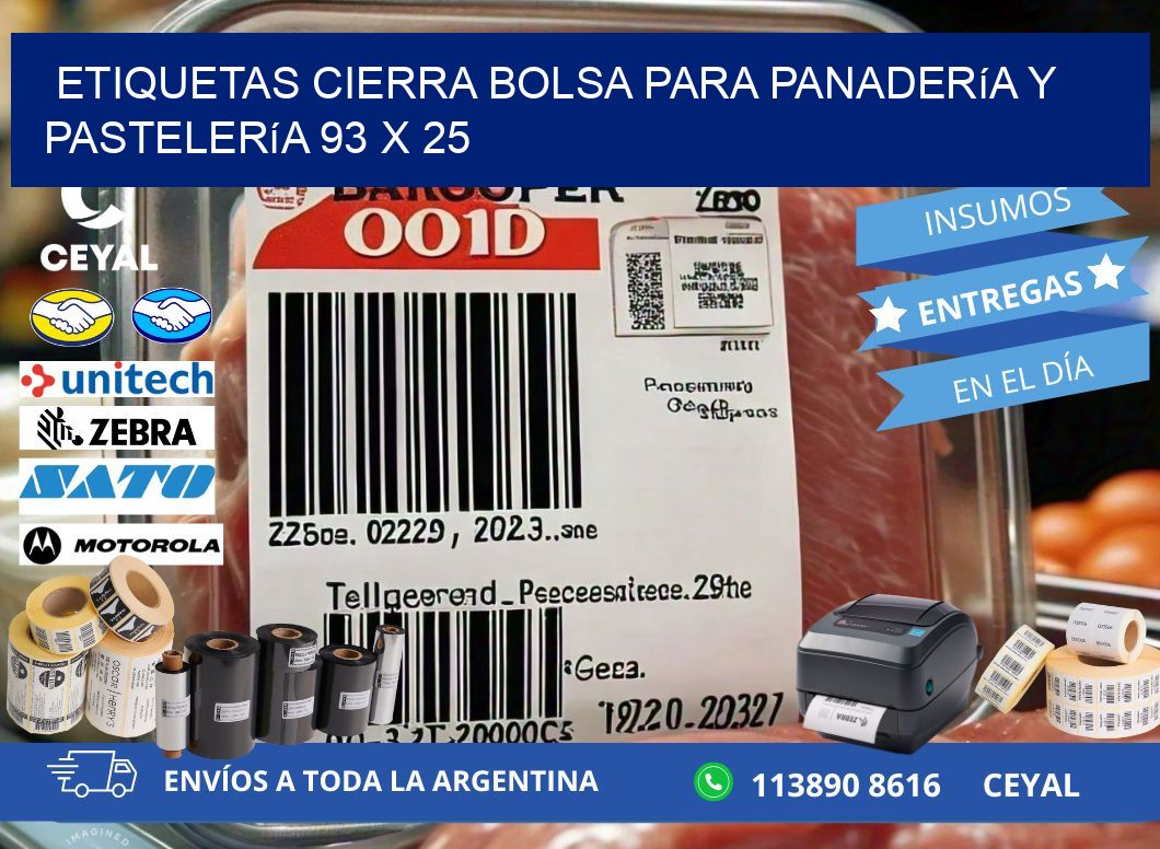 Etiquetas cierra bolsa para panadería y pastelería 93 x 25