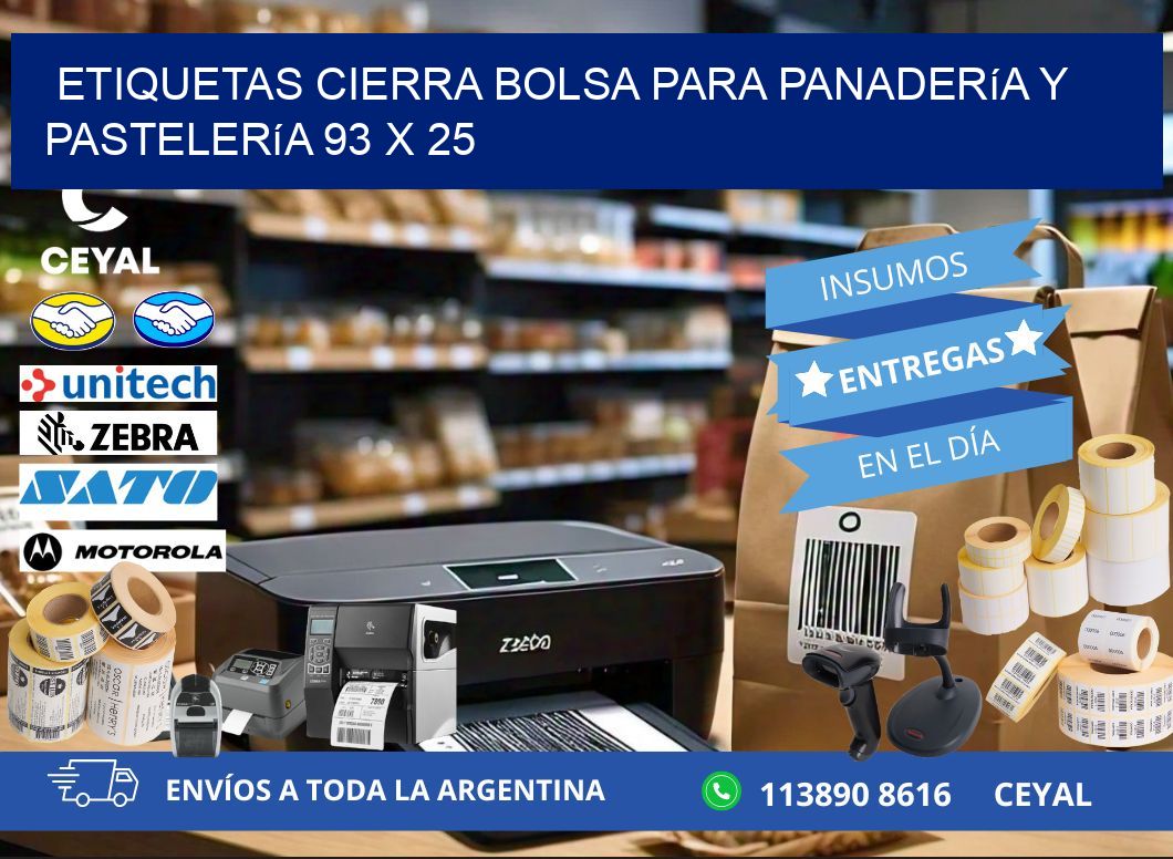 Etiquetas cierra bolsa para panadería y pastelería 93 x 25