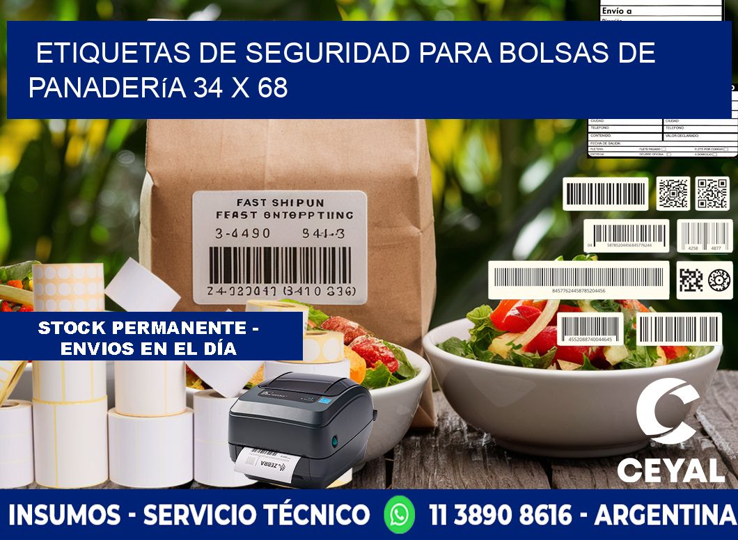 Etiquetas de seguridad para bolsas de panadería 34 x 68