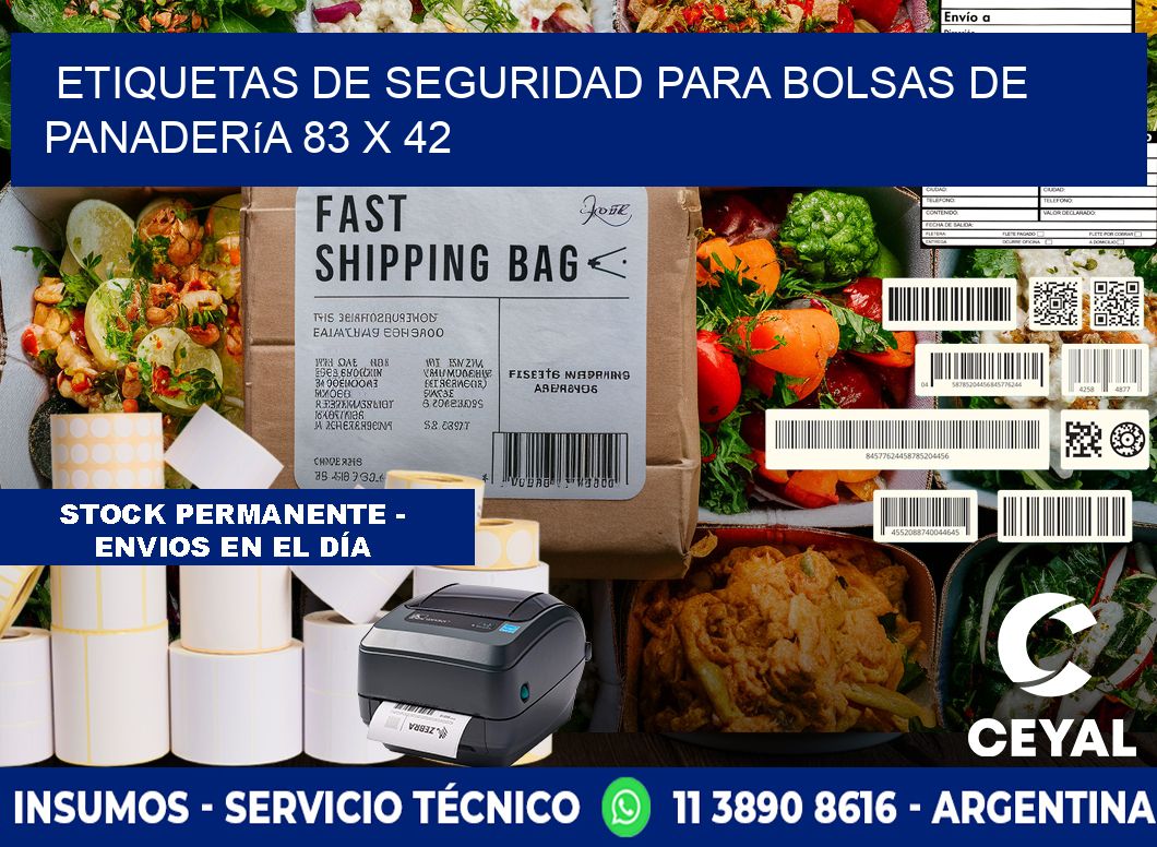 Etiquetas de seguridad para bolsas de panadería 83 x 42