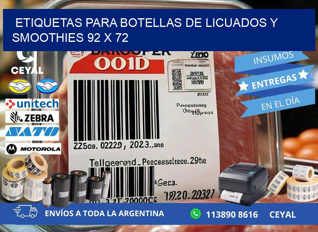 Etiquetas para botellas de licuados y smoothies 92 x 72