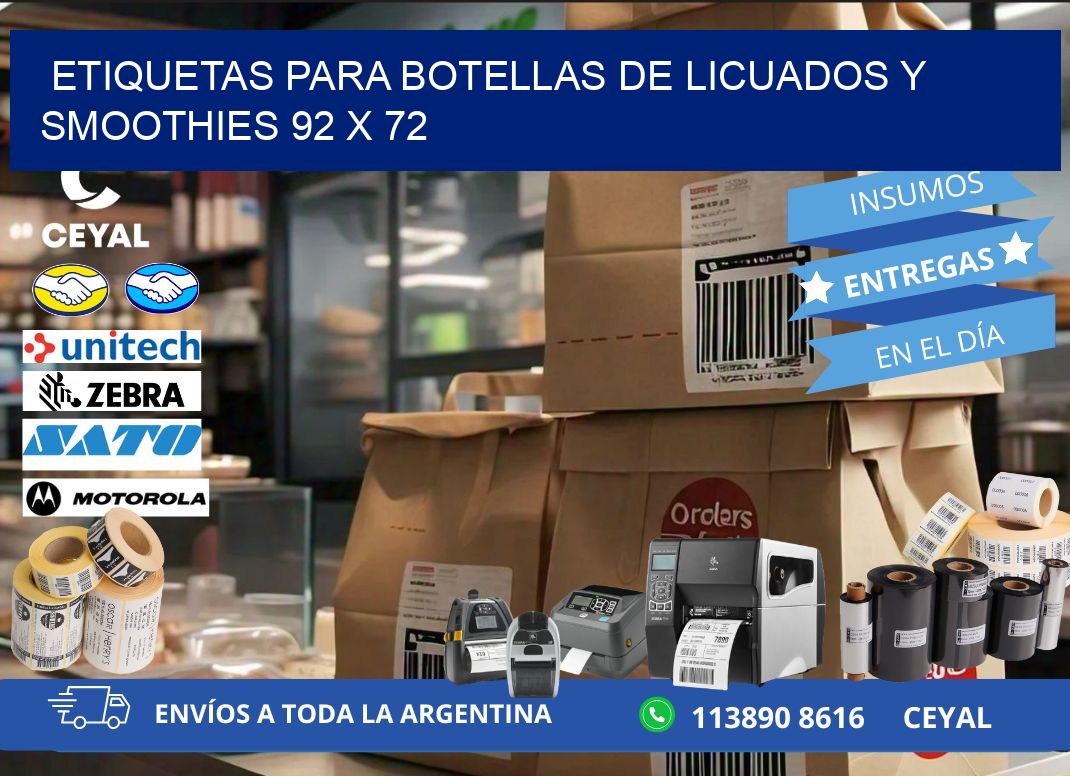 Etiquetas para botellas de licuados y smoothies 92 x 72